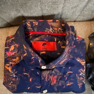 Roots Abstract Navy Button-Up Shirt